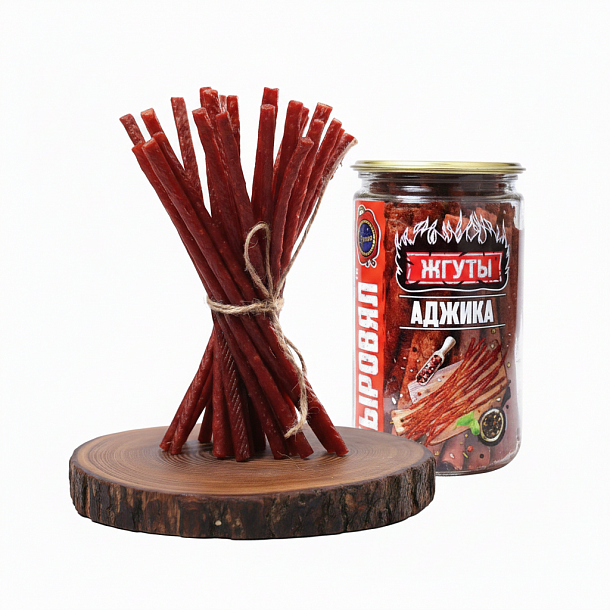 Жгуты Аджика (0,15 кг, банка) колбаски с/к из мяса птицы охл 1с, шт 1